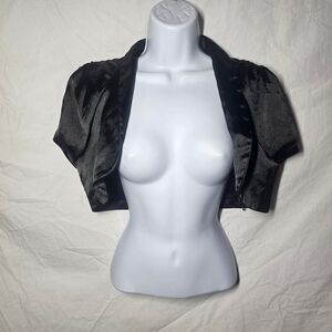 Vintage 90s y2k black satin crop bolero shrug